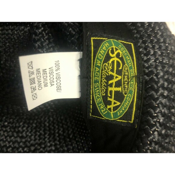 Scala Men's Black Straw Look Fedora Size Med NWT - Picture 3 of 3